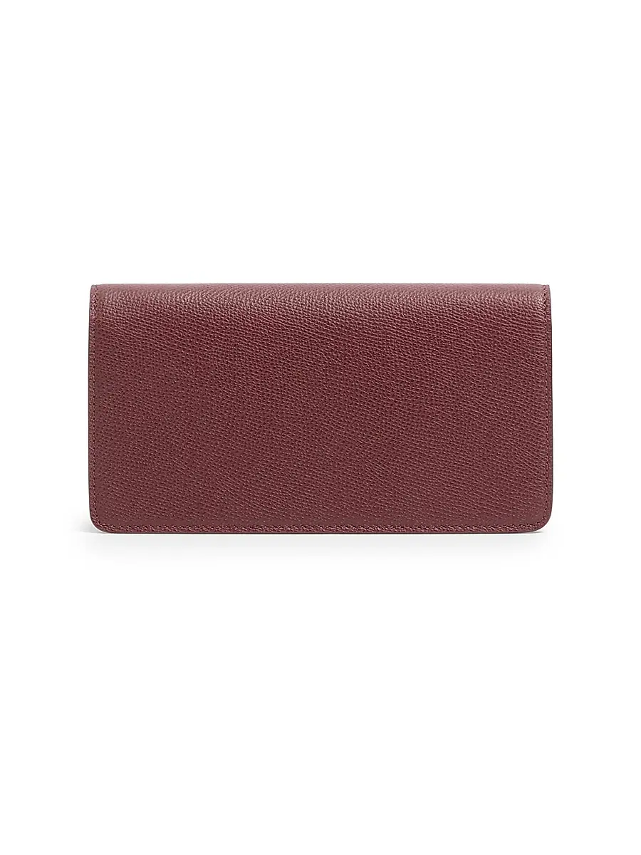 Valentino Women's VLogo Signature Grainy Calfskin Wallet with Chain - Maroon | Thumbnail 4
