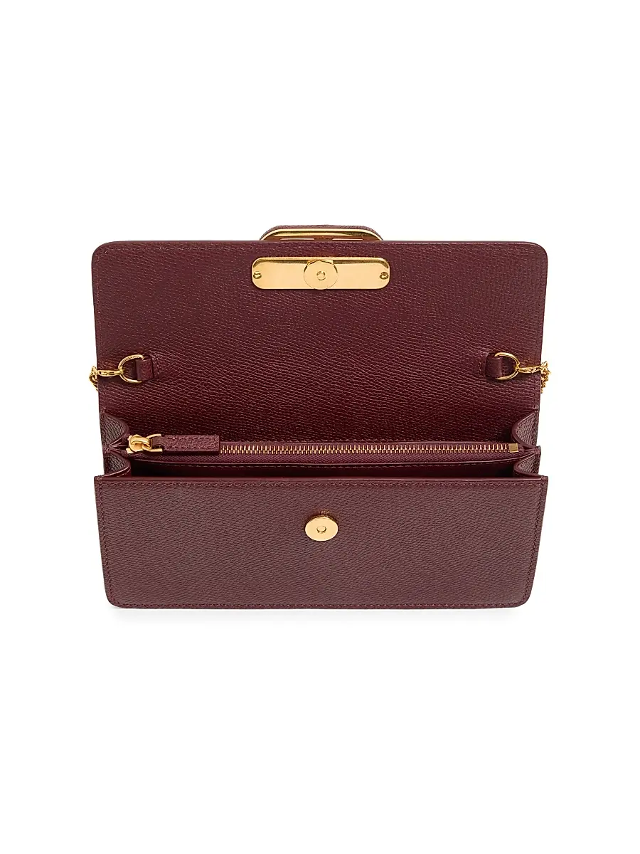Valentino Women's VLogo Signature Grainy Calfskin Wallet with Chain - Maroon | Thumbnail 5