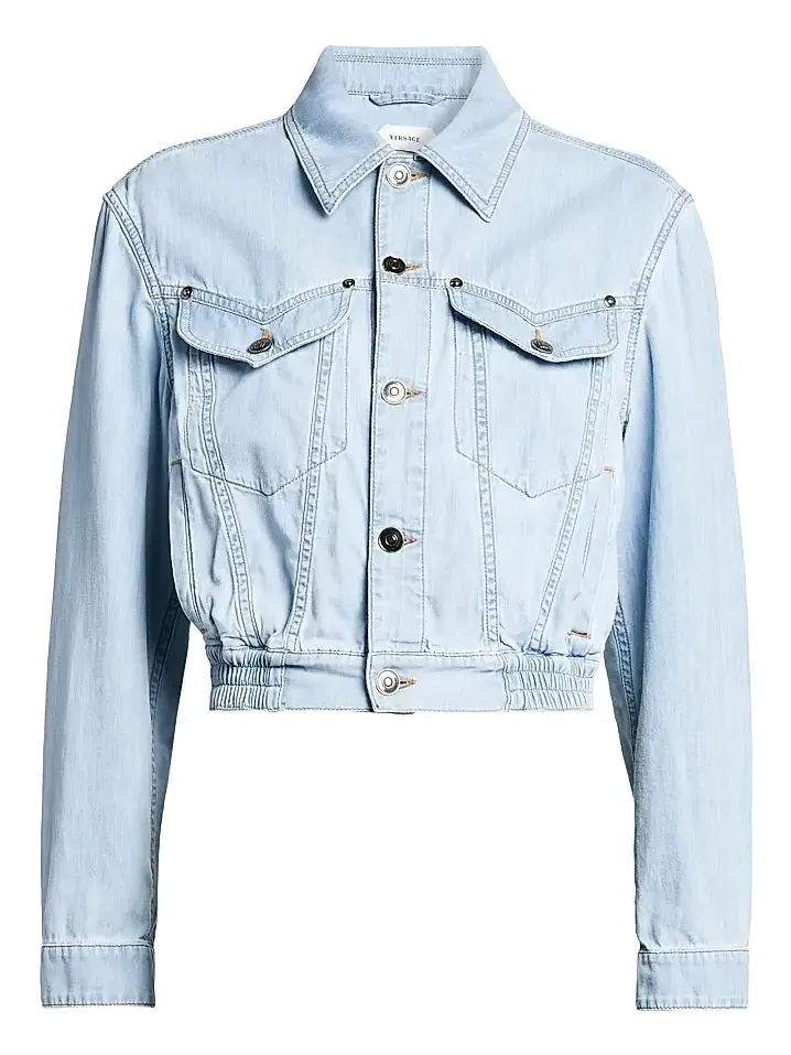 Versace Women's Denim Chambray Blouson Trucker Jacket