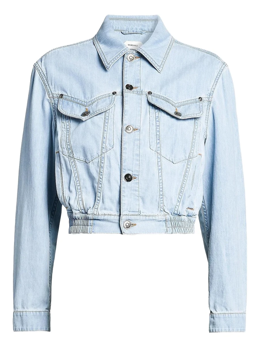 Versace Women's Denim Chambray Blouson Trucker Jacket