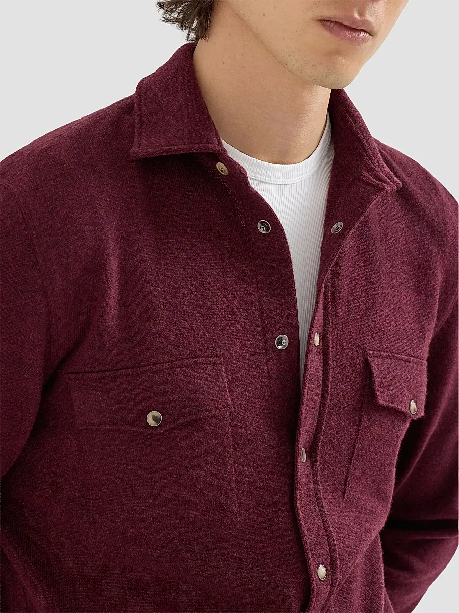 Brunello Cucinelli Men's Virgin Wool, Cashmere and Silk Knit Shirt | Thumbnail 4 Brunello Cucinelli Men's Virgin Wool, Cashmere and Silk Knit Shirt | Thumbnail 4