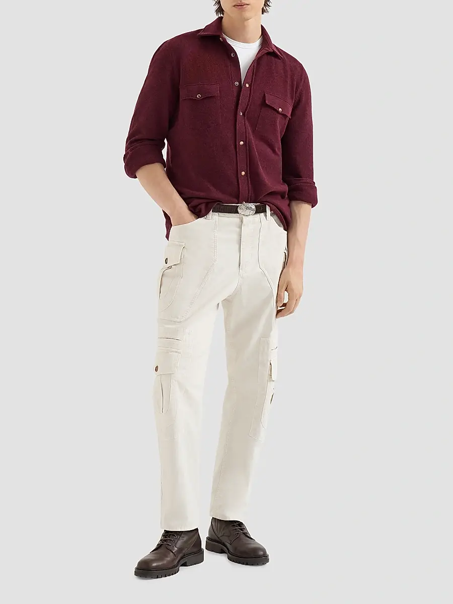 Brunello Cucinelli Men's Virgin Wool, Cashmere and Silk Knit Shirt | Thumbnail 6 Brunello Cucinelli Men's Virgin Wool, Cashmere and Silk Knit Shirt | Thumbnail 6