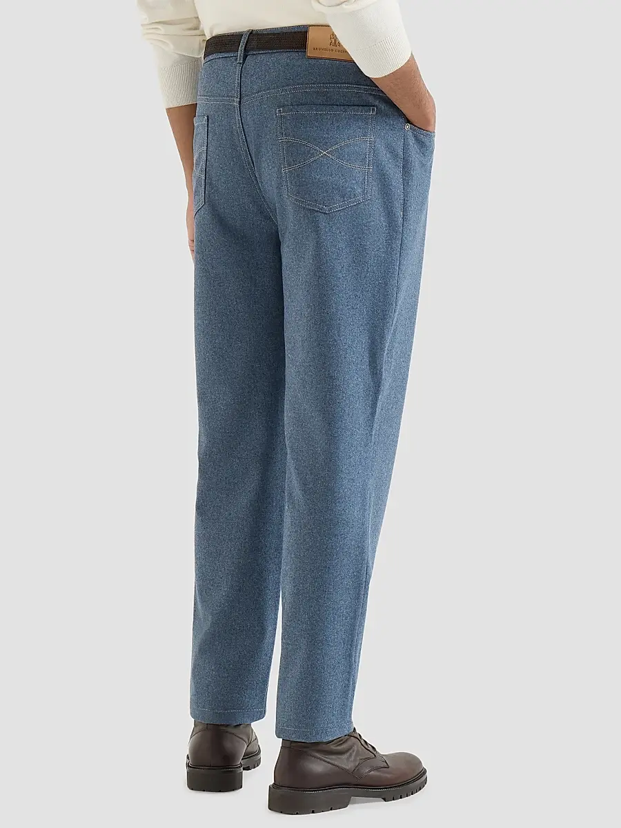 Brunello Cucinelli Men's Virgin Wool Flannel Five-Pocket Trousers | Thumbnail 3 Brunello Cucinelli Men's Virgin Wool Flannel Five-Pocket Trousers | Thumbnail 3