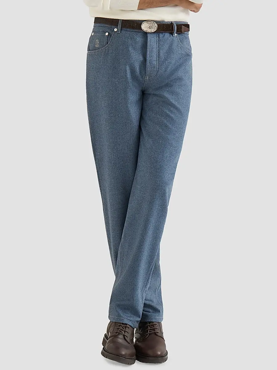 Brunello Cucinelli Men's Virgin Wool Flannel Five-Pocket Trousers | Thumbnail 4 Brunello Cucinelli Men's Virgin Wool Flannel Five-Pocket Trousers | Thumbnail 4