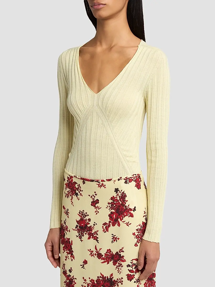 Jil Sander Women's Rib-Knit Cashmere-Silk Sweater | Thumbnail 3 Jil Sander Women's Rib-Knit Cashmere-Silk Sweater | Thumbnail 3