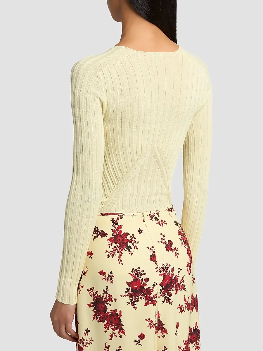 Jil Sander Women's Rib-Knit Cashmere-Silk Sweater | Thumbnail 4 Jil Sander Women's Rib-Knit Cashmere-Silk Sweater | Thumbnail 4