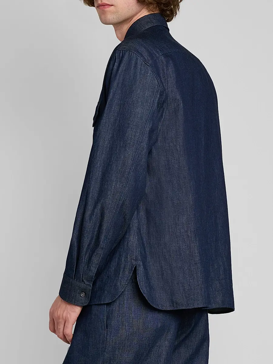 Jil Sander Men's Chambray Button-Front Utility Shirt | Thumbnail 3 Jil Sander Men's Chambray Button-Front Utility Shirt | Thumbnail 3