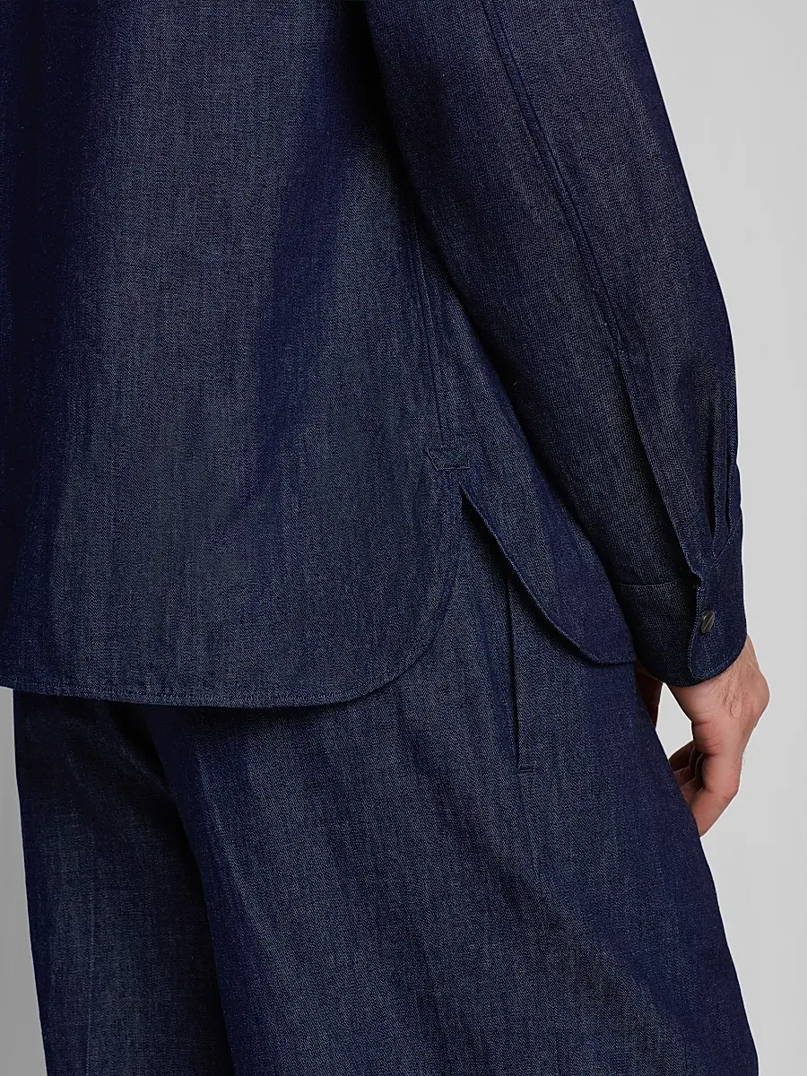 Jil Sander Men's Chambray Button-Front Utility Shirt | Thumbnail 5 Jil Sander Men's Chambray Button-Front Utility Shirt | Thumbnail 5