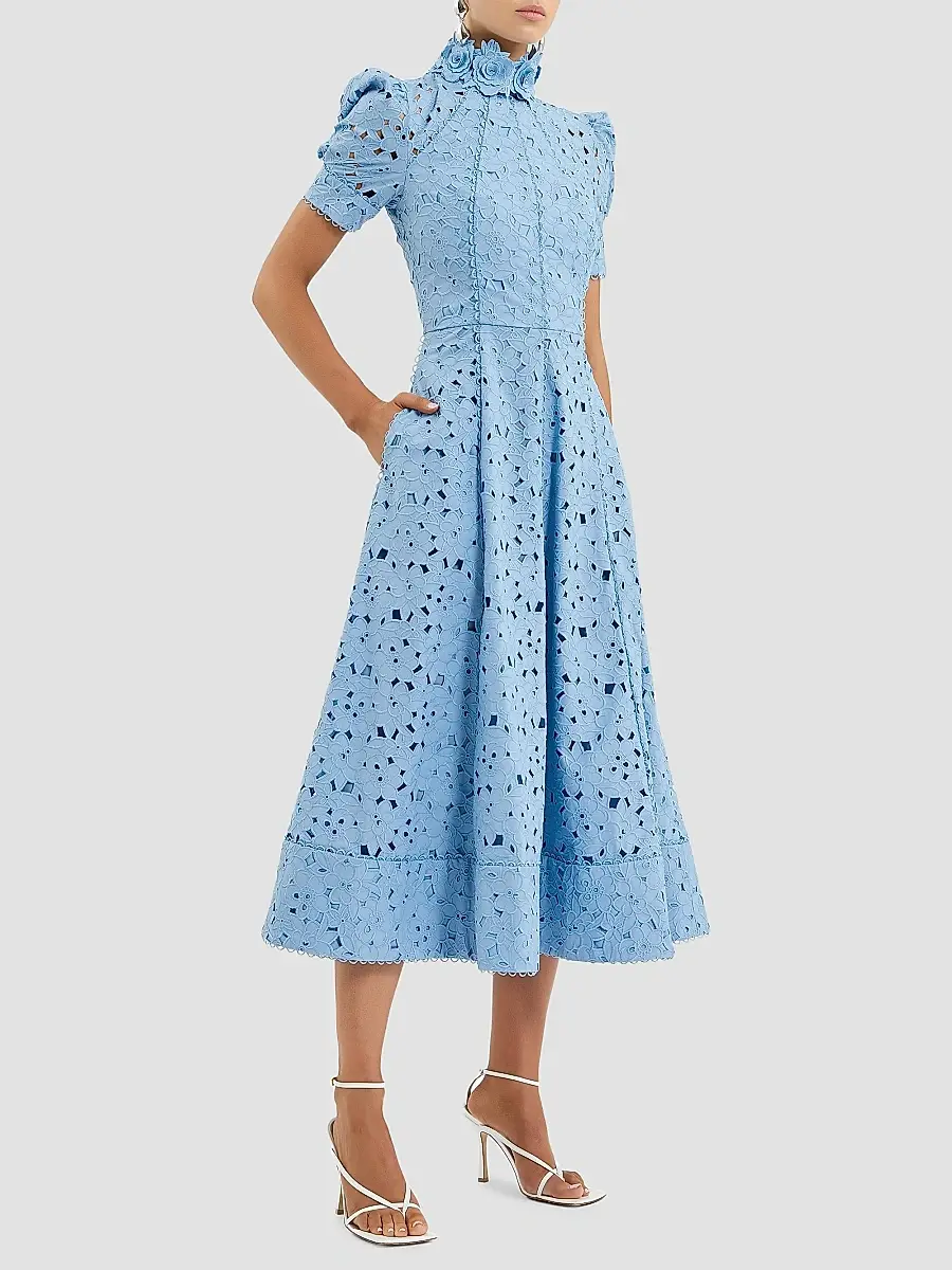Rebecca Vallance Women's Kitsu Eyelet Floral Cotton Midi-Dress | Thumbnail 2 Rebecca Vallance Women's Kitsu Eyelet Floral Cotton Midi-Dress | Thumbnail 2