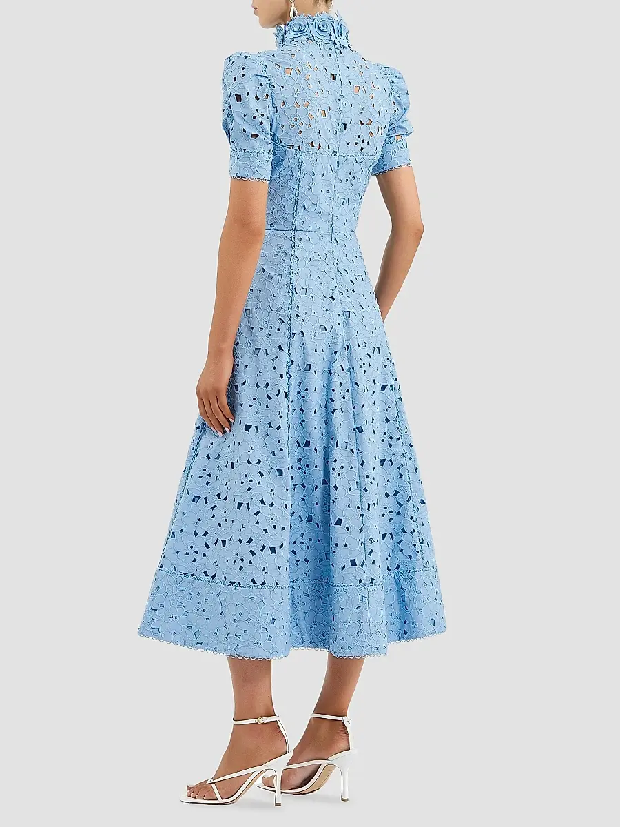 Rebecca Vallance Women's Kitsu Eyelet Floral Cotton Midi-Dress | Thumbnail 3 Rebecca Vallance Women's Kitsu Eyelet Floral Cotton Midi-Dress | Thumbnail 3