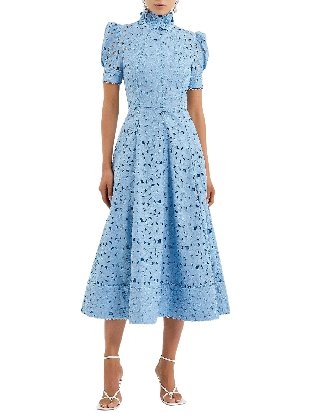 Rebecca Vallance Women's Kitsu Eyelet Floral Cotton Midi-Dress