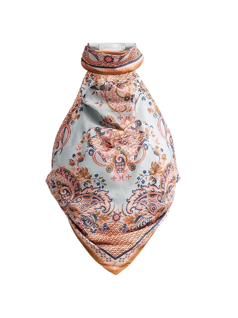 Zimmermann Women's Aster Silk Scarf Top - Blue Paisley Floral | Image 1 Zimmermann Women's Aster Silk Scarf Top - Blue Paisley Floral | Image 1