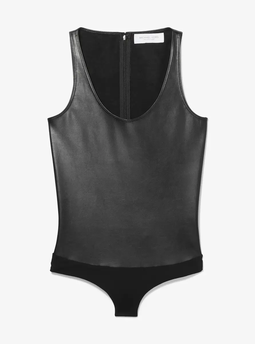 Michael Kors Collection Mixed-Media Bodysuit in | Thumbnail 2 Michael Kors Collection Mixed-Media Bodysuit in | Thumbnail 2