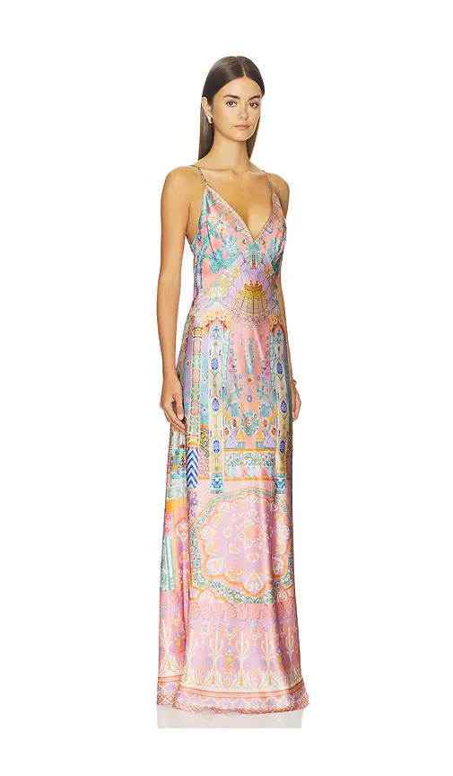 Camilla V Neck Full Length Bias Slip Dress | Thumbnail 2