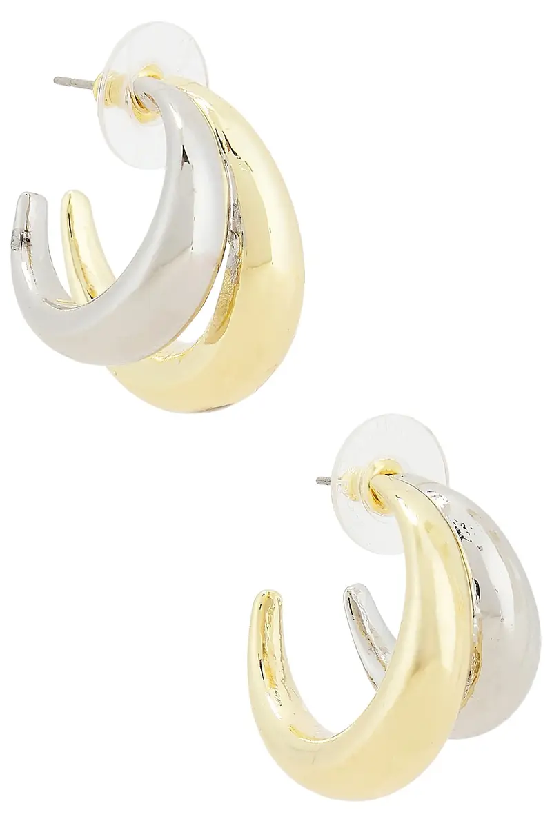 Mixed Metal Double Hoop Earrings