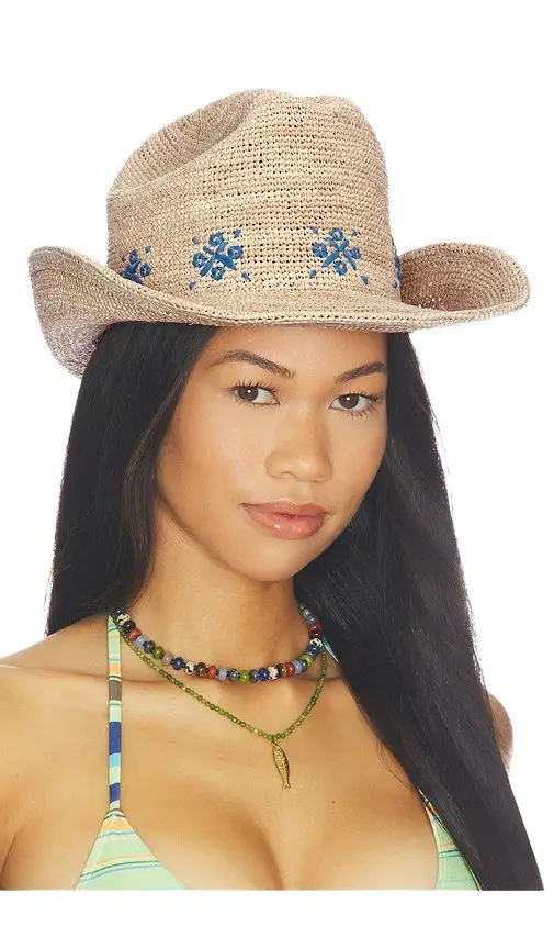 Brixton Odessa Straw Packable Cowboy Hat