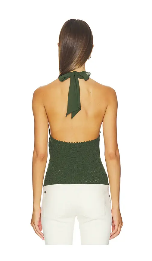 Alice + Olivia Alice + Olivia Pearl Pointelle Tie Back Halter Top | Thumbnail 3 Alice + Olivia Alice + Olivia Pearl Pointelle Tie Back Halter Top | Thumbnail 3