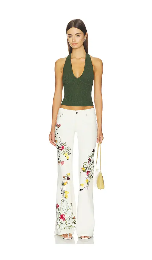 Alice + Olivia Alice + Olivia Pearl Pointelle Tie Back Halter Top | Thumbnail 4 Alice + Olivia Alice + Olivia Pearl Pointelle Tie Back Halter Top | Thumbnail 4