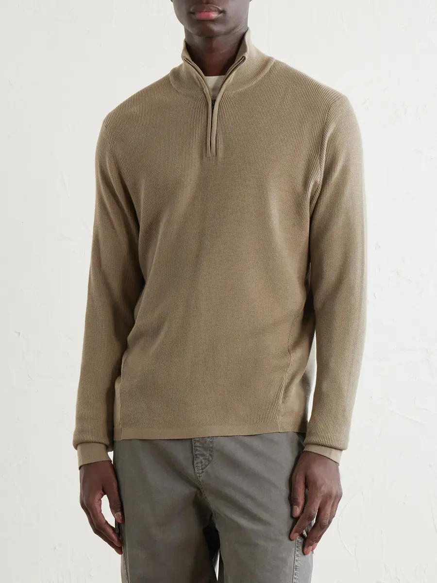 Sease Waffle-Knit Virgin Wool Half-Zip Sweater - Men | Thumbnail 3