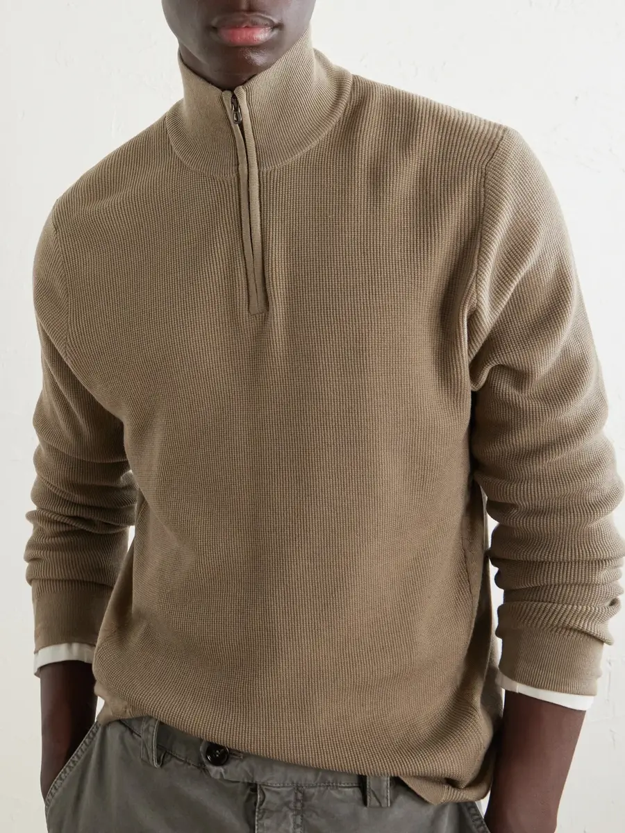 Sease Waffle-Knit Virgin Wool Half-Zip Sweater - Men | Thumbnail 5
