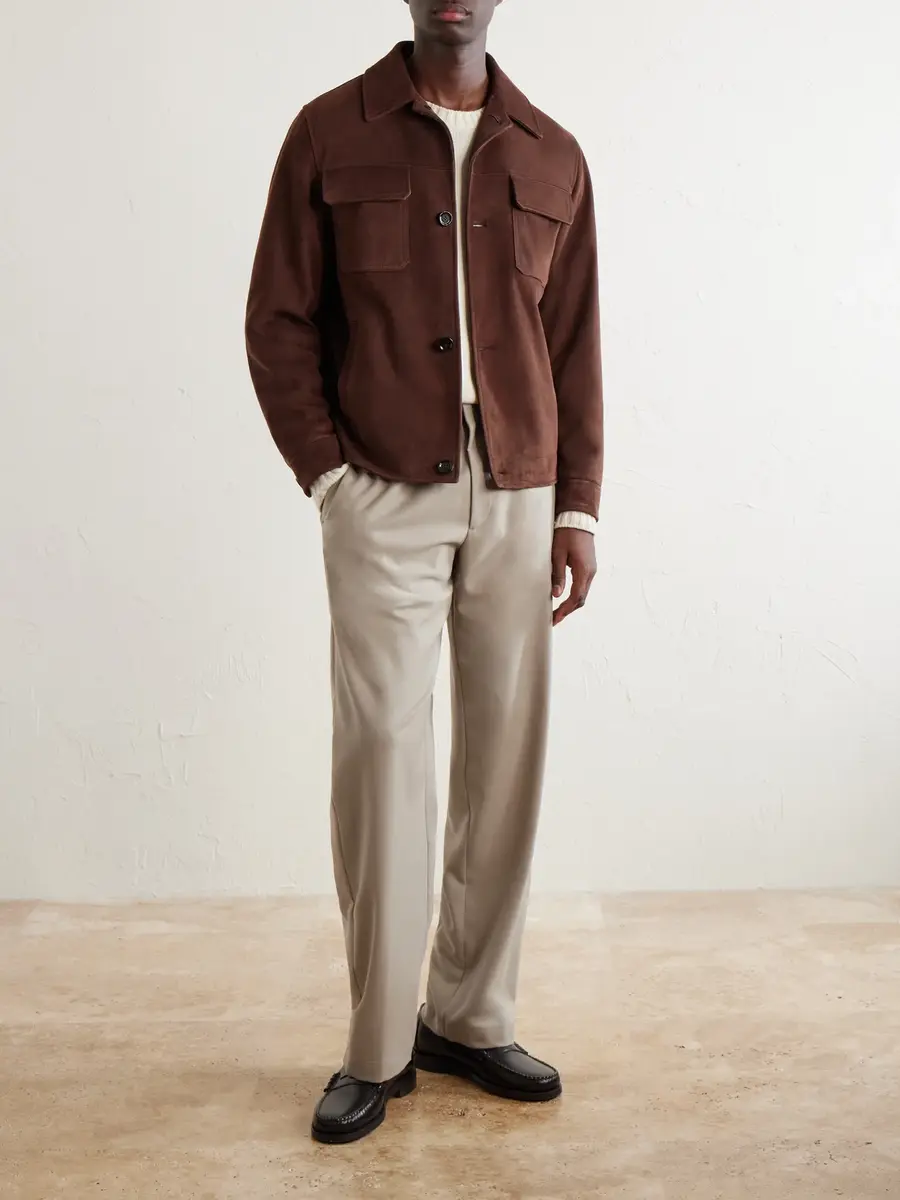 Lardini Straight-Leg Stretch-Wool Flannel Trousers - Men | Thumbnail 2