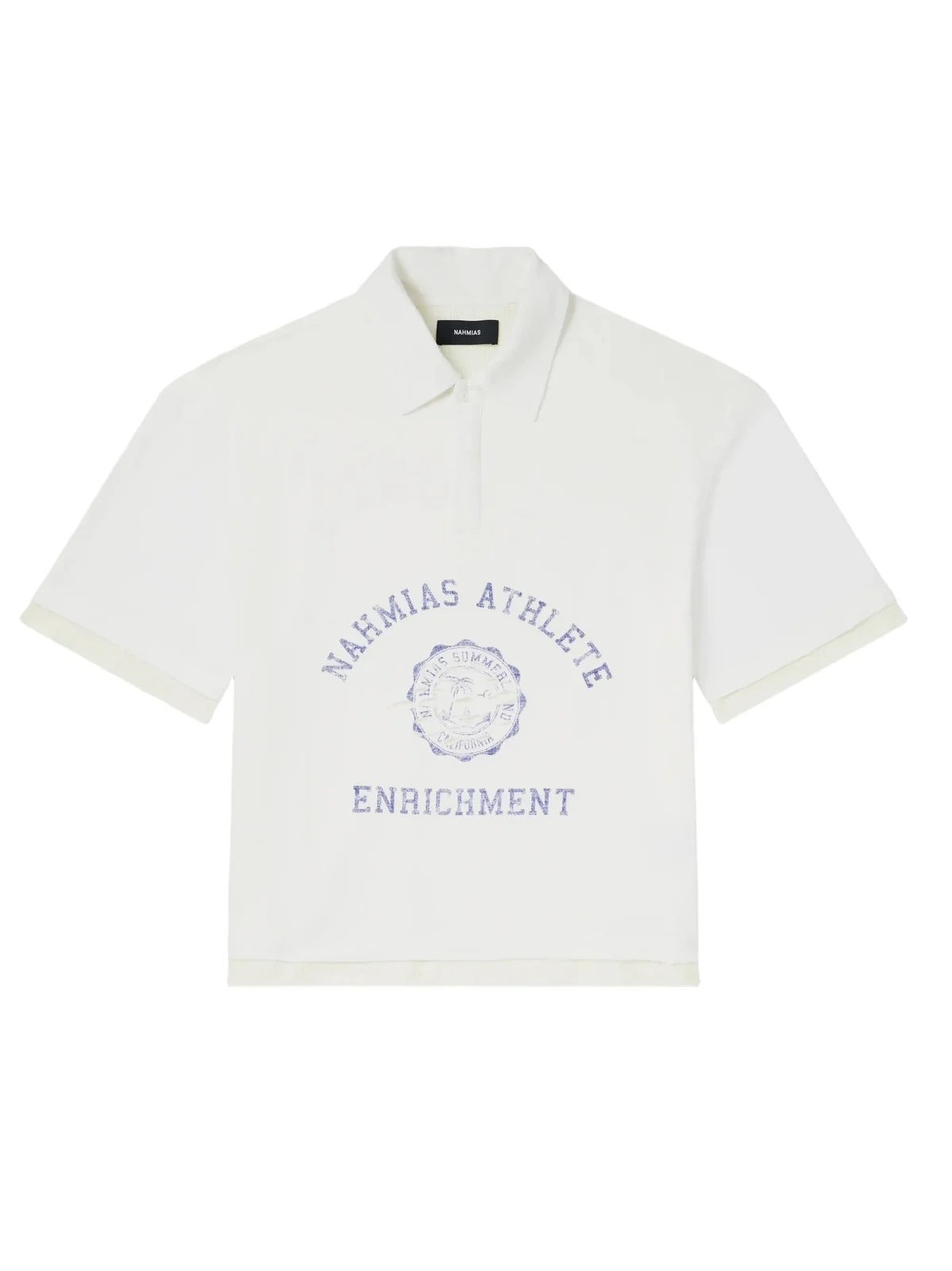 Nahmias Destroyed Logo-Print Pointelle-Knit Cotton Polo Shirt - Men