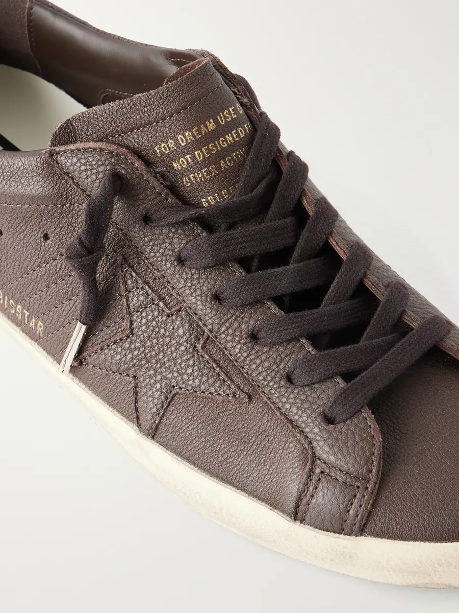 Golden Goose Super-Star Distressed Full-Grain Leather Sneakers - Men | Thumbnail 5