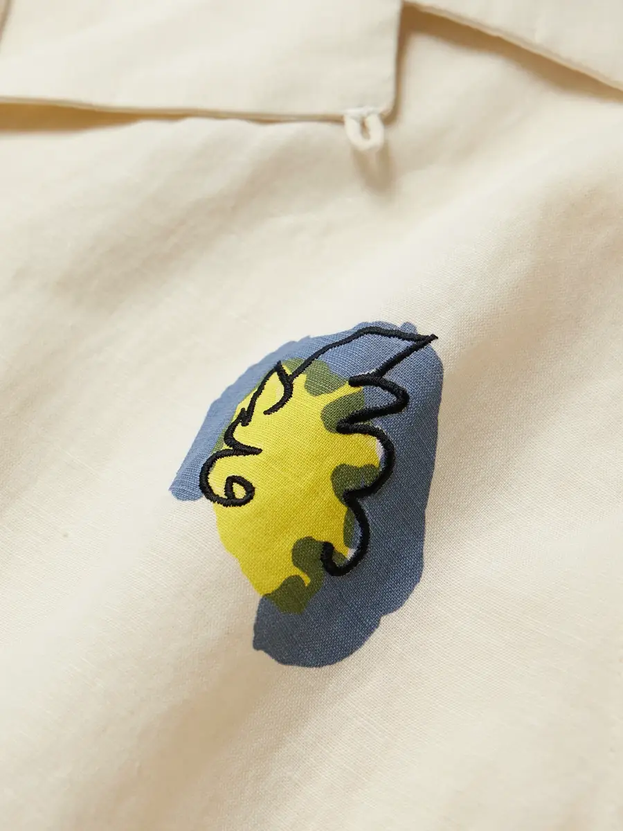 Folk Camp-Collar Printed Embroidered Linen and Cotton-Blend Shirt - Men | Thumbnail 4