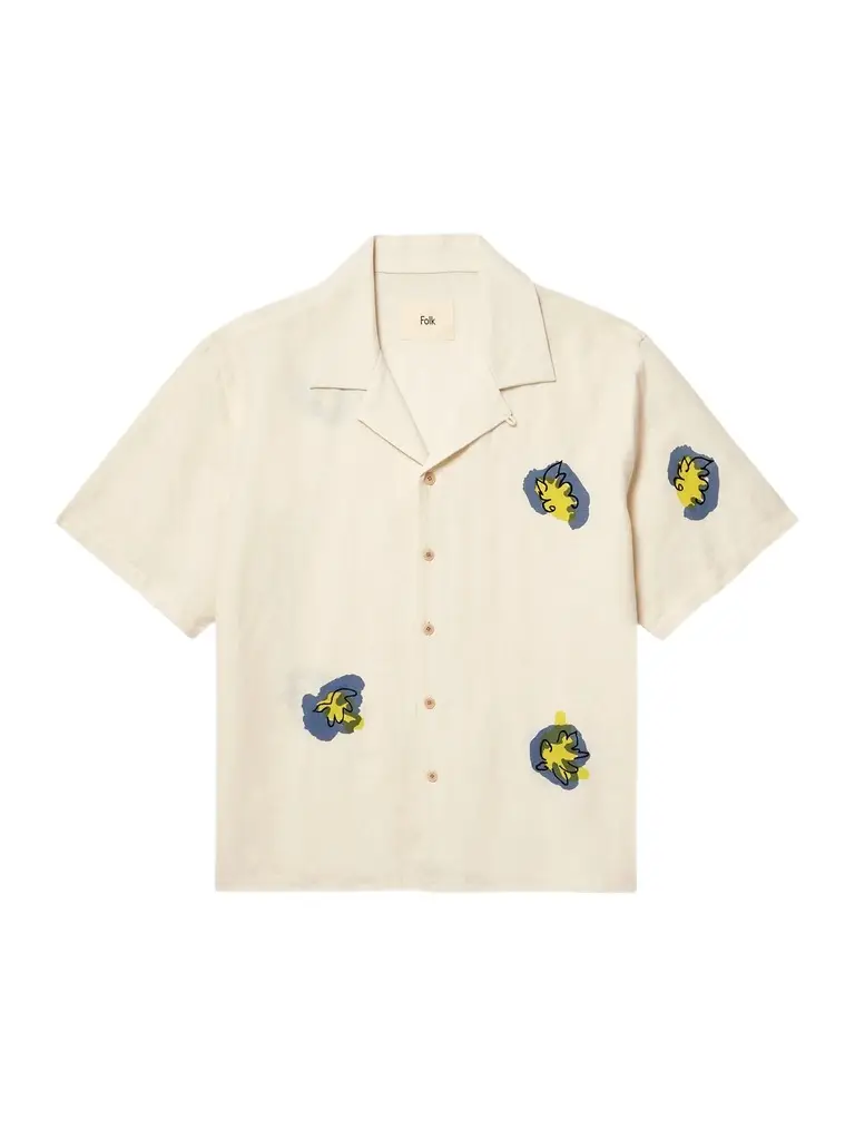 Folk Camp-Collar Printed Embroidered Linen and Cotton-Blend Shirt - Men | Image 1 Folk Camp-Collar Printed Embroidered Linen and Cotton-Blend Shirt - Men | Image 1