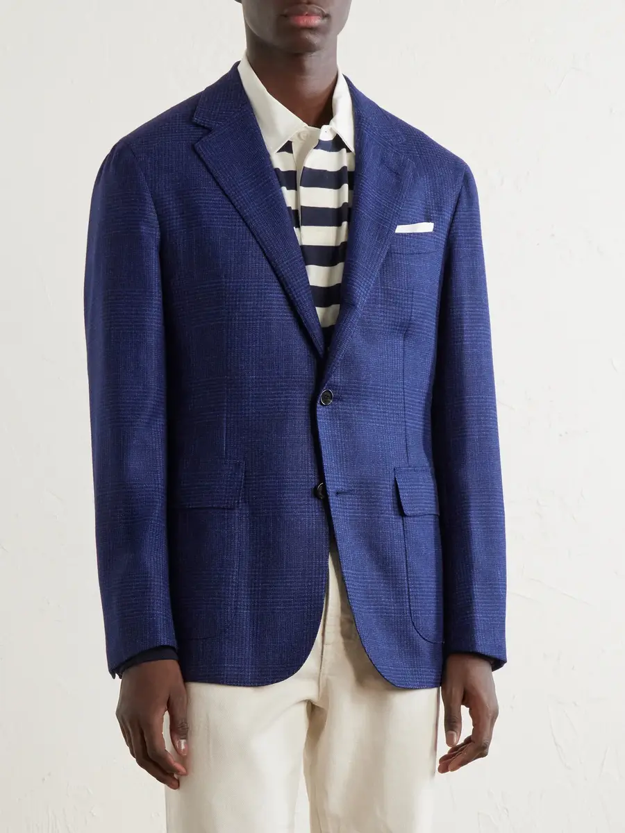 dunhill Checked Wool, Silk and Cashmere-Blend Blazer - Men | Thumbnail 3