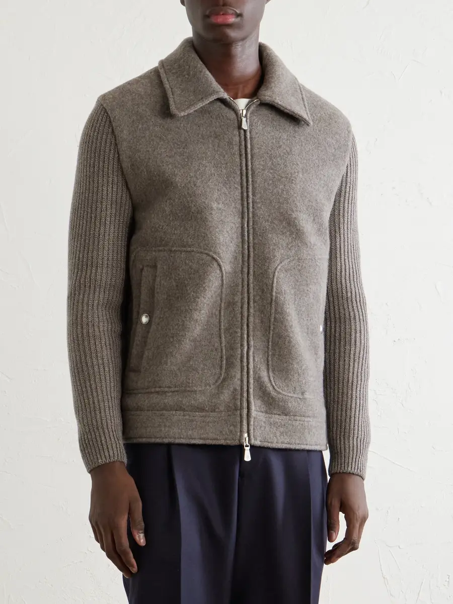 ELEVENTY Ribbed-trimmed and Felted Wool jacket - Men | Thumbnail 3 ELEVENTY Ribbed-trimmed and Felted Wool jacket - Men | Thumbnail 3