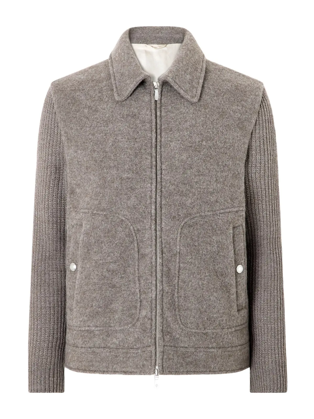 Ribbed-trimmed and Felted Wool jacket - Men Ribbed-trimmed and Felted Wool jacket - Men