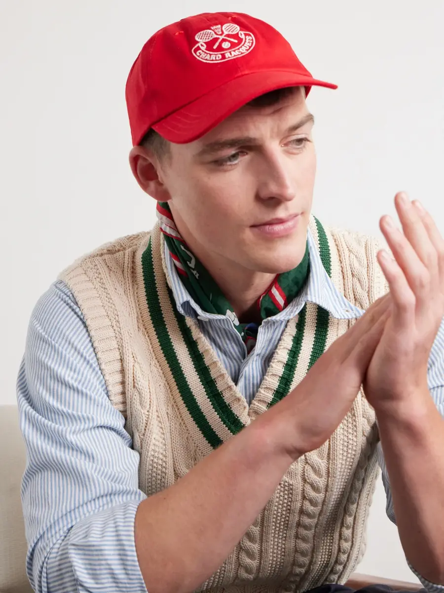 Drake's Embroidered Cotton-Twill Cap - Men | Thumbnail 3
