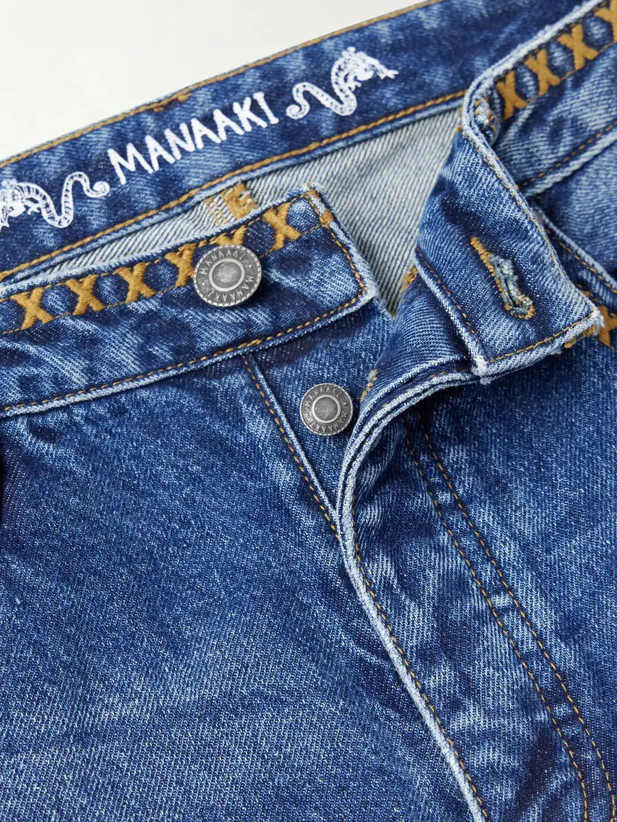 MANAAKI Tukutuku Straight-Leg Embroidered Organic Jeans - Men | Thumbnail 6