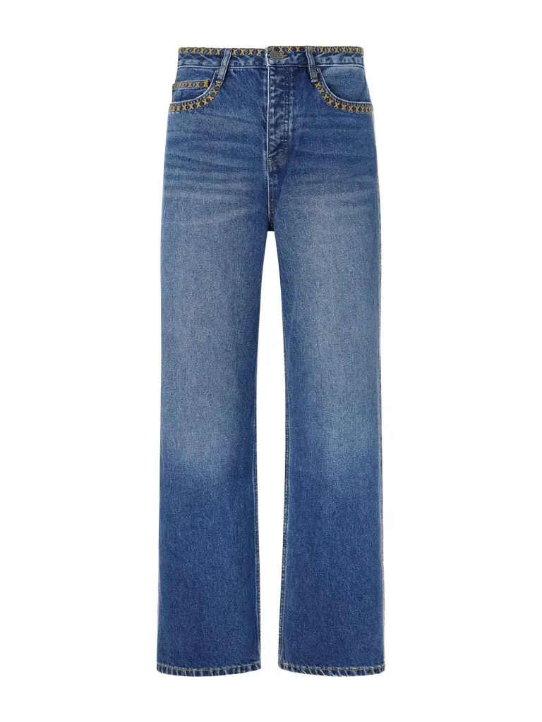 MANAAKI Tukutuku Straight-Leg Embroidered Organic Jeans - Men | Image 1 MANAAKI Tukutuku Straight-Leg Embroidered Organic Jeans - Men | Image 1