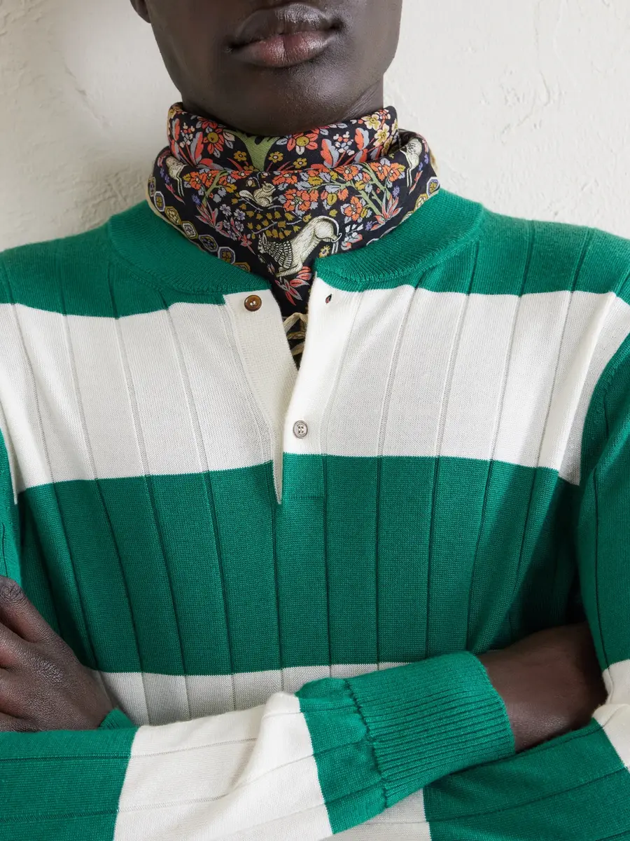dunhill Striped Cashmere and Silk-Blend Polo Shirt - Men | Thumbnail 5 dunhill Striped Cashmere and Silk-Blend Polo Shirt - Men | Thumbnail 5