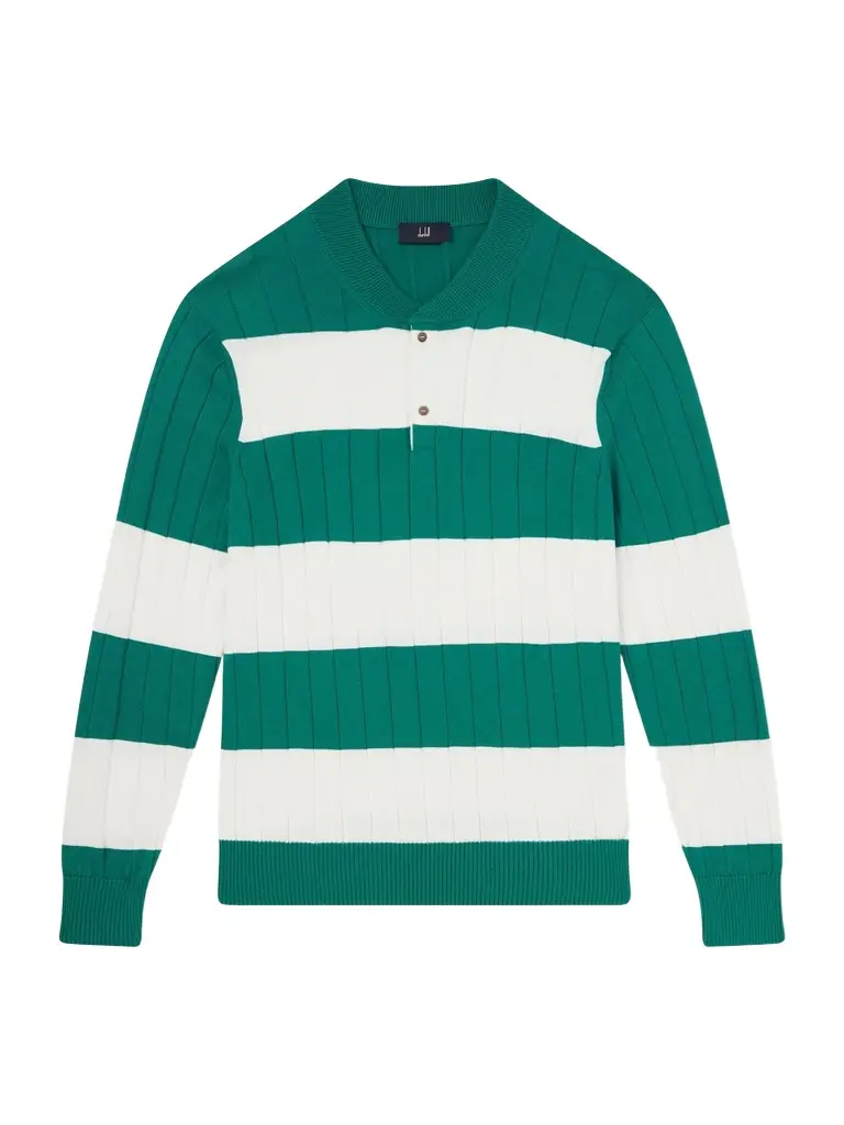 dunhill Striped Cashmere and Silk-Blend Polo Shirt - Men | Image 1 dunhill Striped Cashmere and Silk-Blend Polo Shirt - Men | Image 1