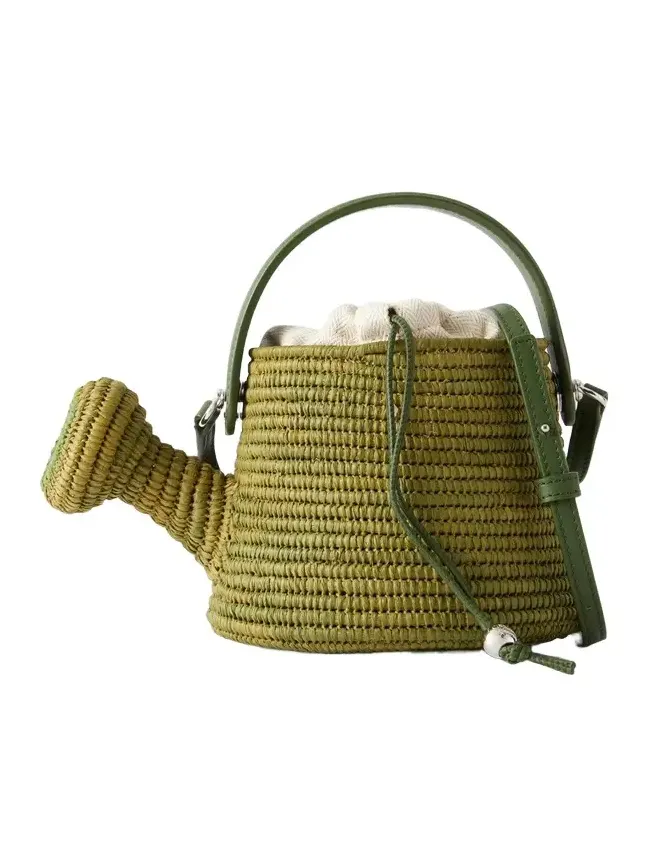 Paula's Ibiza Watering Can Leather-Trimmed Raffia Messenger Bag - Men Paula's Ibiza Watering Can Leather-Trimmed Raffia Messenger Bag - Men