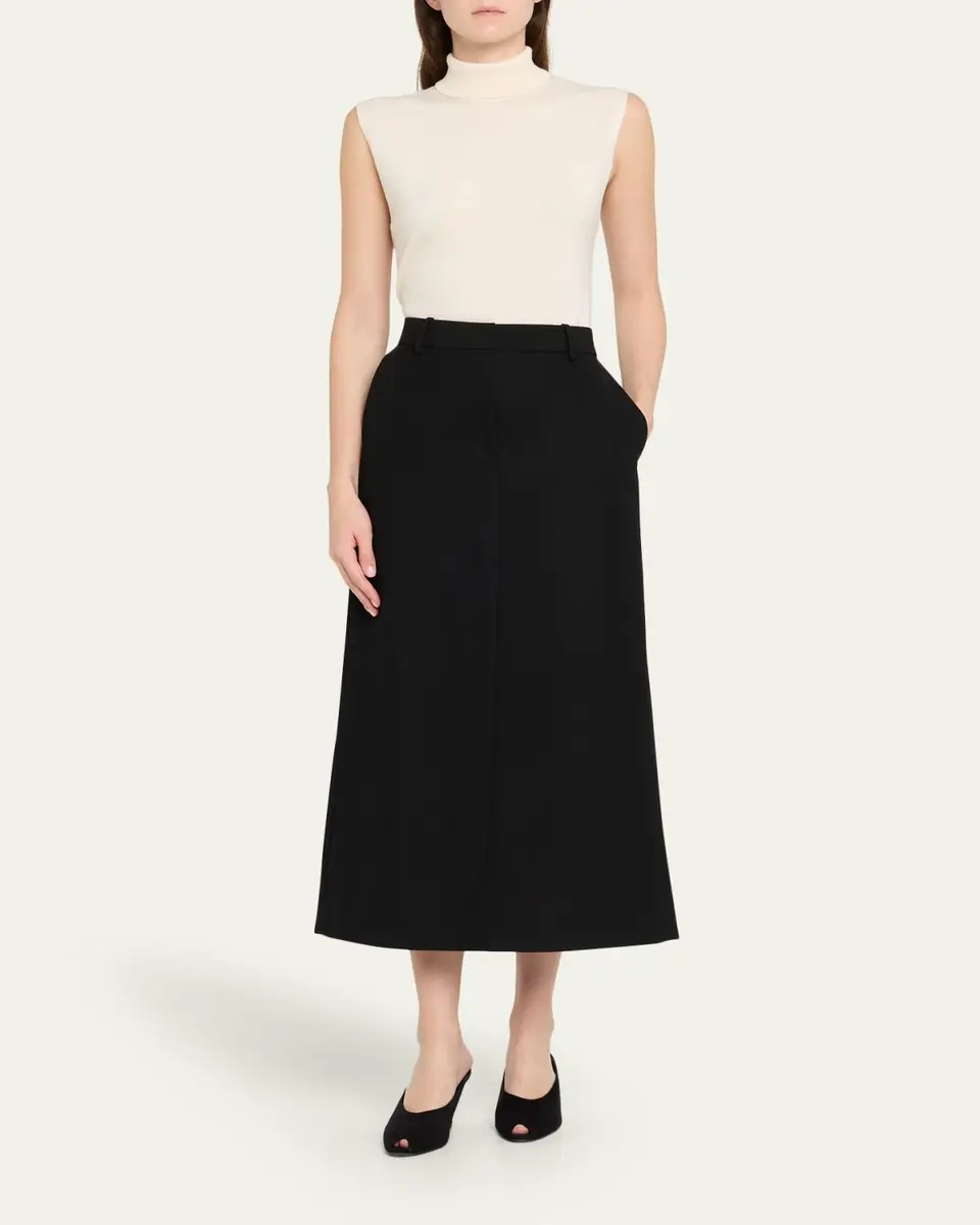 TOTEME Low-Waist Tailored Straight Midi Skirt | Thumbnail 2