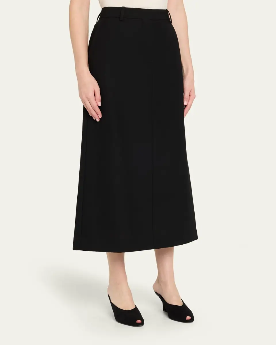 TOTEME Low-Waist Tailored Straight Midi Skirt | Thumbnail 4