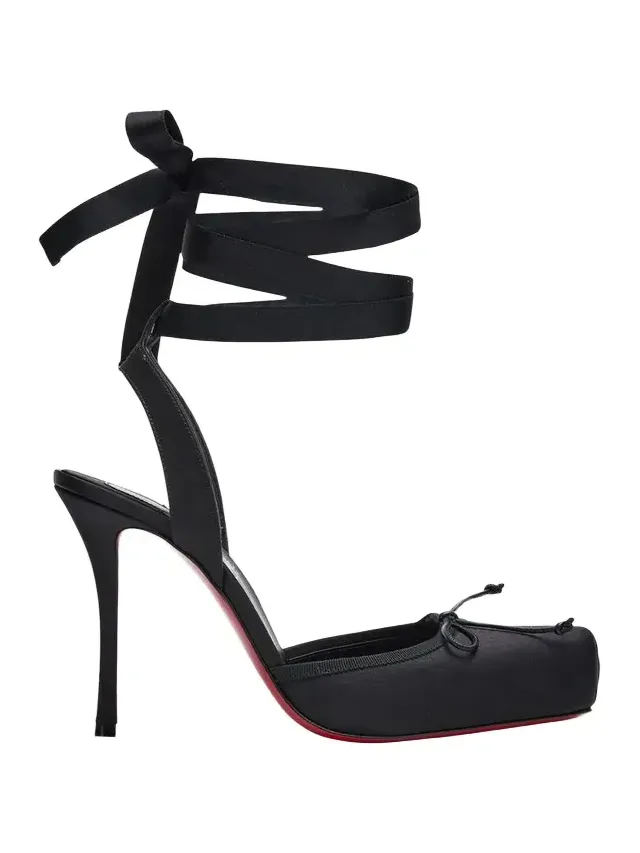 Christian Louboutin 100mm Cassia Silk Ankle-Tie Ballerina Pumps