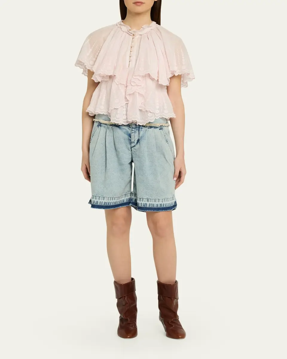 Etoile Isabel Marant Lorna Scalloped-Trim Cotton Voile Blouse | Thumbnail 2 Etoile Isabel Marant Lorna Scalloped-Trim Cotton Voile Blouse | Thumbnail 2