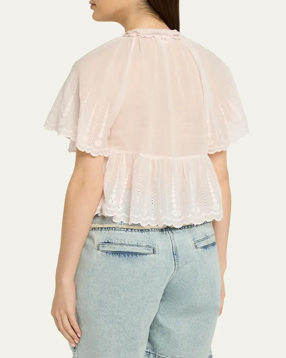 Etoile Isabel Marant Lorna Scalloped-Trim Cotton Voile Blouse | Thumbnail 3 Etoile Isabel Marant Lorna Scalloped-Trim Cotton Voile Blouse | Thumbnail 3