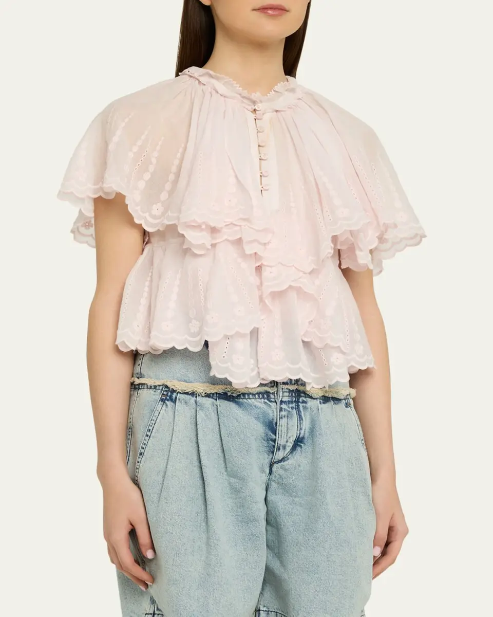Etoile Isabel Marant Lorna Scalloped-Trim Cotton Voile Blouse | Thumbnail 4 Etoile Isabel Marant Lorna Scalloped-Trim Cotton Voile Blouse | Thumbnail 4