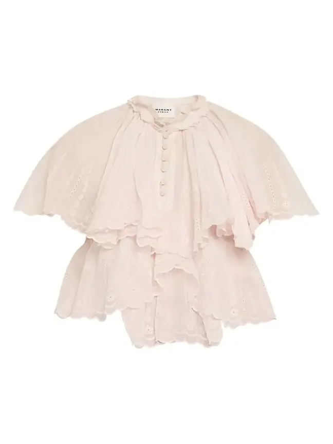 Lorna Scalloped-Trim Cotton Voile Blouse Lorna Scalloped-Trim Cotton Voile Blouse