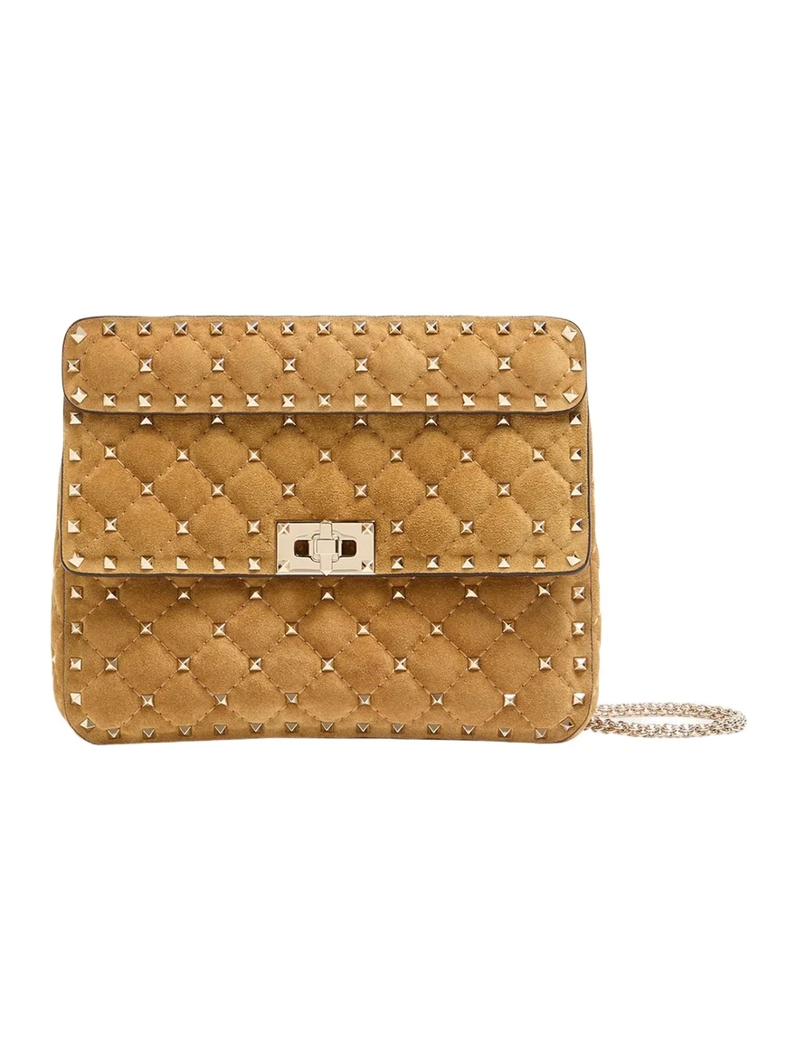 Quilted Rockstud Suede Shoulder Bag Quilted Rockstud Suede Shoulder Bag