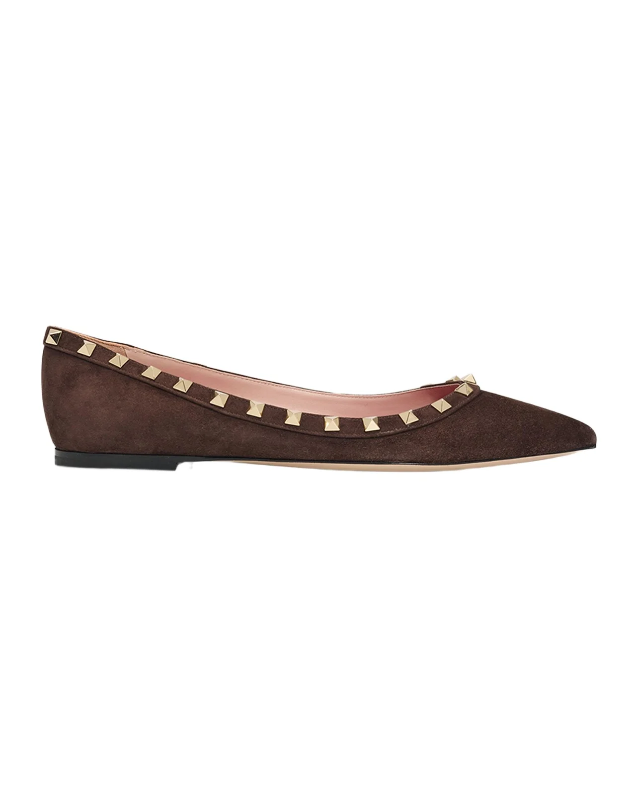 Valentino Garavani 5mm Rockstud Suede Ballerina Flats