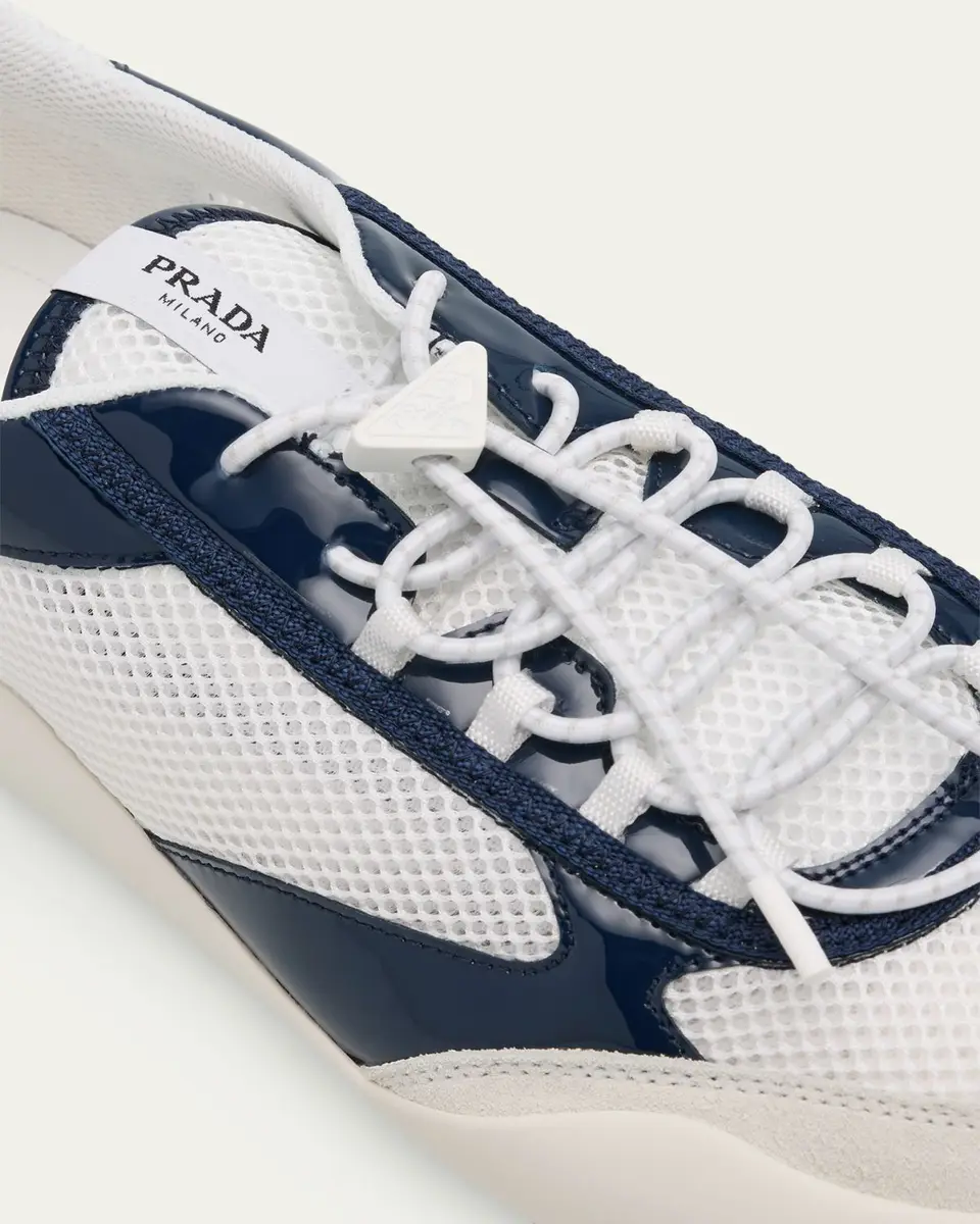 Prada Men's Speedrock Leather and Mesh Sneakers | Thumbnail 3