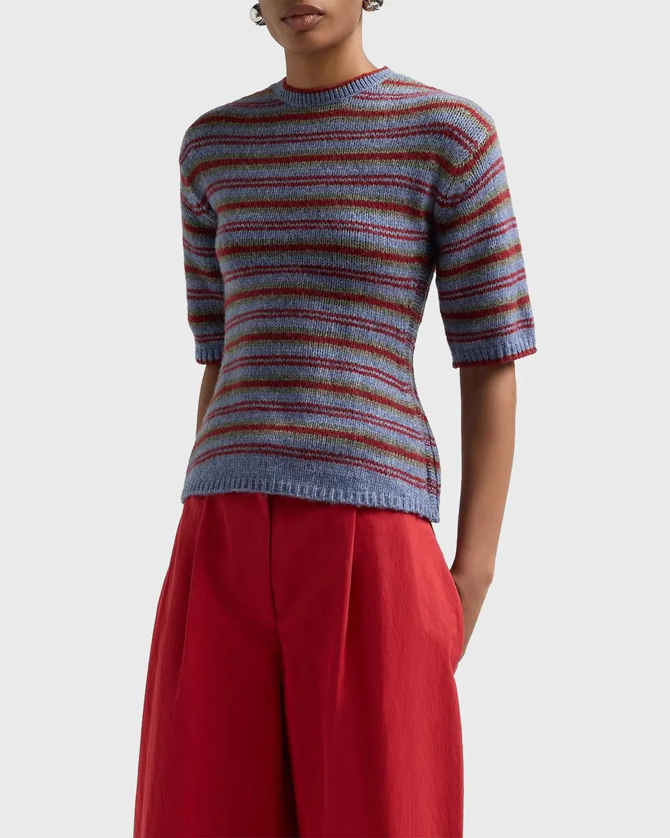 Proenza Schouler White Label Dana Striped Short-Sleeve Sweater | Thumbnail 4