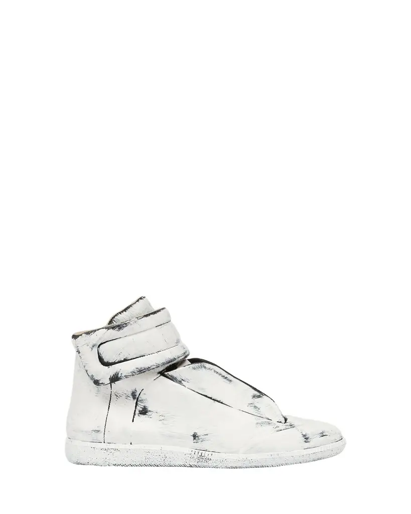Maison Margiela Men's Future Bianchetto Leather Mid-Top Sneakers